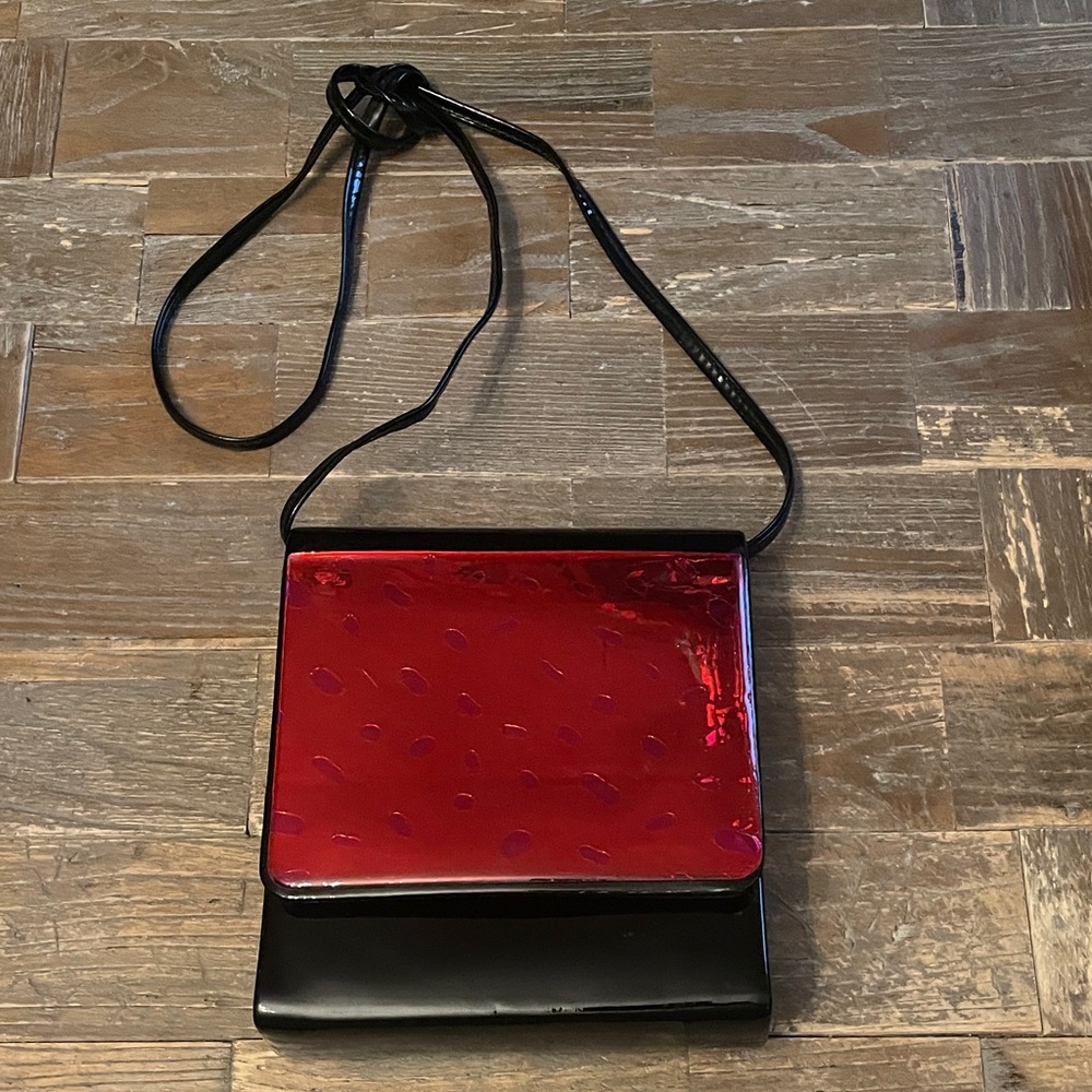 Vintage Angela Frascone Abstract Resin Patent Purse🖤